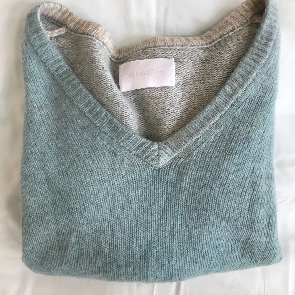 Zadig & Voltaire Aqua Cashmere V-neck Sweater